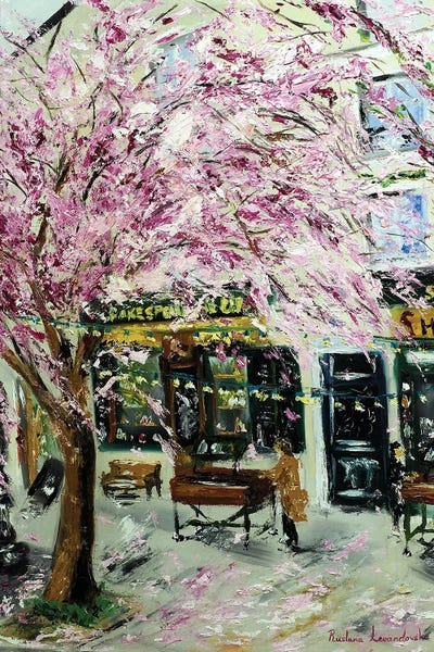 Canvas Print: Cherry Blossoms By Shakespeare And Company, Paris II by Ruslana Levandovska