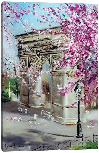 Cherry Blossoms At Washington Square Park Canvas Art Print - Cherry Blossom Art