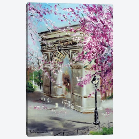 Cherry Blossoms At Washington Square Park Canvas Print #LVV7} by Ruslana Levandovska Art Print