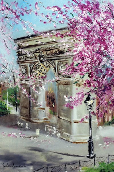 Arches: Cherry Blossoms At Washington Square Park by Ruslana Levandovska