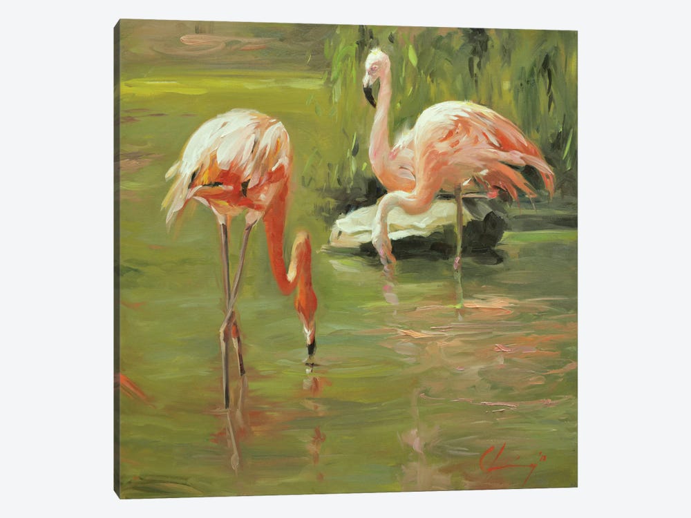 Flamingo II by Chuck Larivey 1-piece Canvas Art