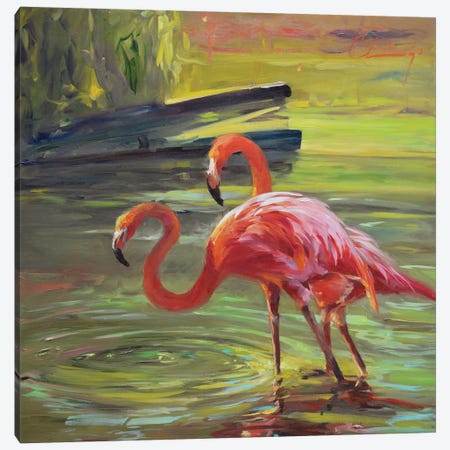Flamingo III Canvas Print #LVY3} by Chuck Larivey Art Print