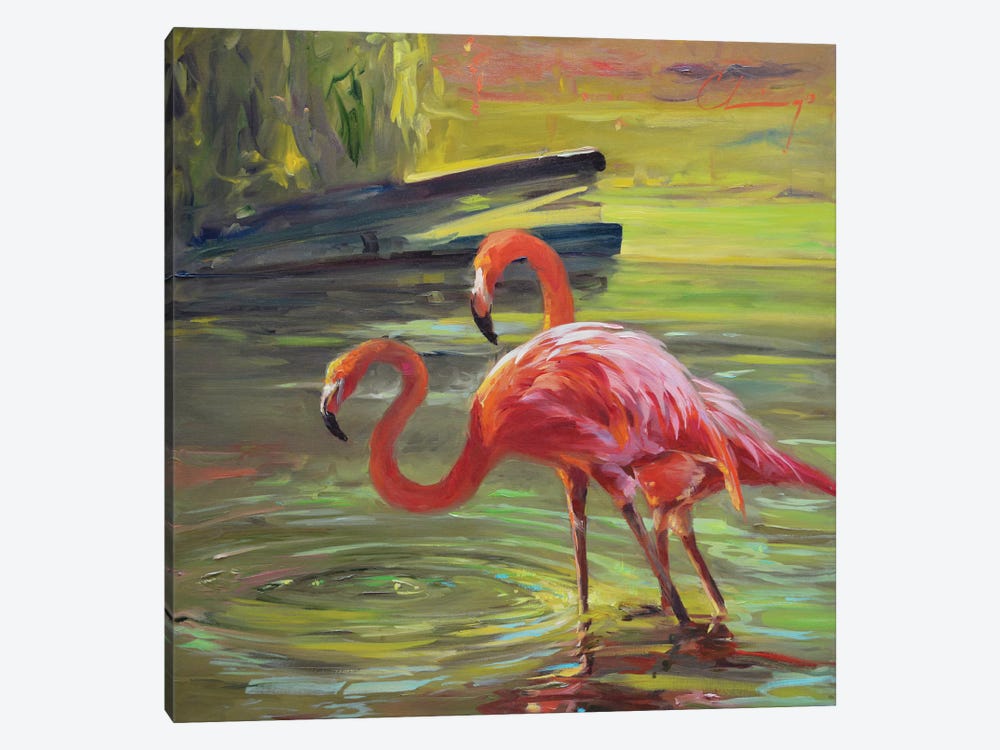 Flamingo III by Chuck Larivey 1-piece Canvas Print