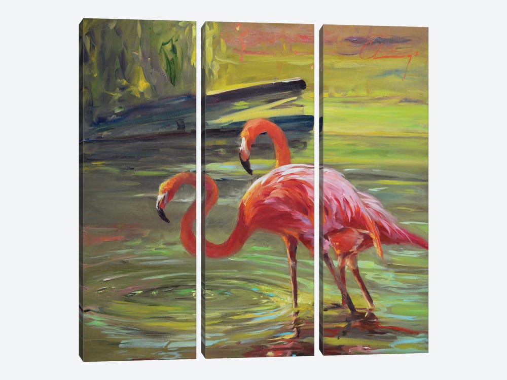Flamingo III by Chuck Larivey 3-piece Art Print