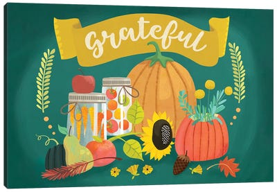 Modern Folk Fall Canvas Art Print - Autumn & Thanksgiving