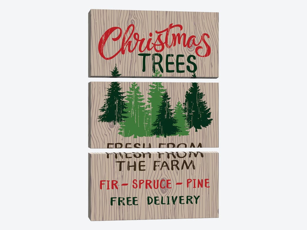 Rustic Christmas by Lisa Whitebutton 3-piece Canvas Artwork