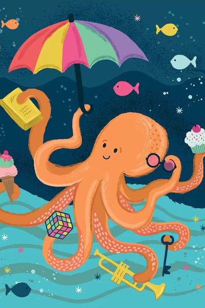 Kids Ocean Life Art: Coastal Nautical Under The Sea III by Lisa Whitebutton