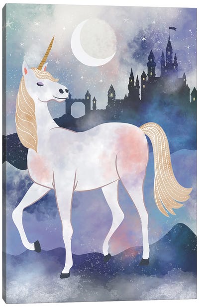 Charmed Unicorn I Canvas Art Print - Crescent Moon Art