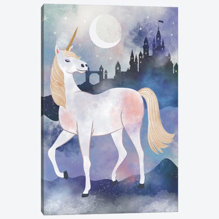 Charmed Unicorn I Canvas Print #LWB77} by Lisa Whitebutton Canvas Wall Art