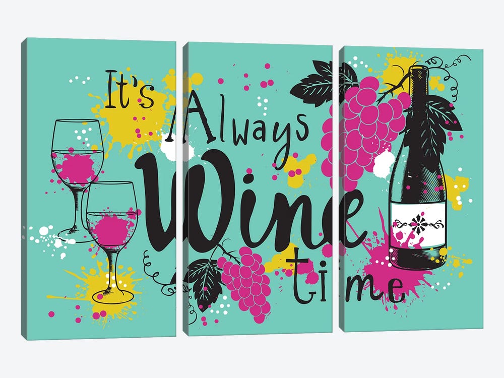 Always Wine Time by Lisa Whitebutton 3-piece Canvas Art