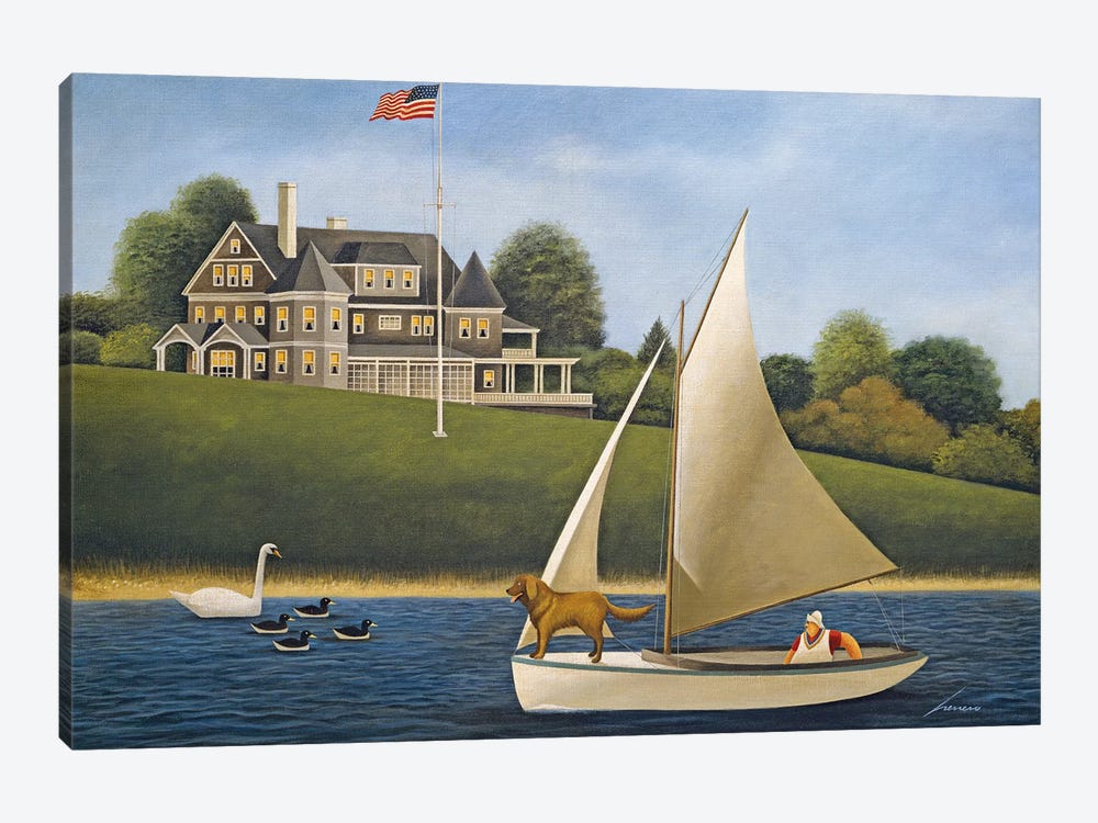 Sailing With Dog by Lowell Herrero 1-piece Canvas Print