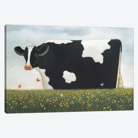 Spring Cow Canvas Print #LWE118} by Lowell Herrero Canvas Wall Art