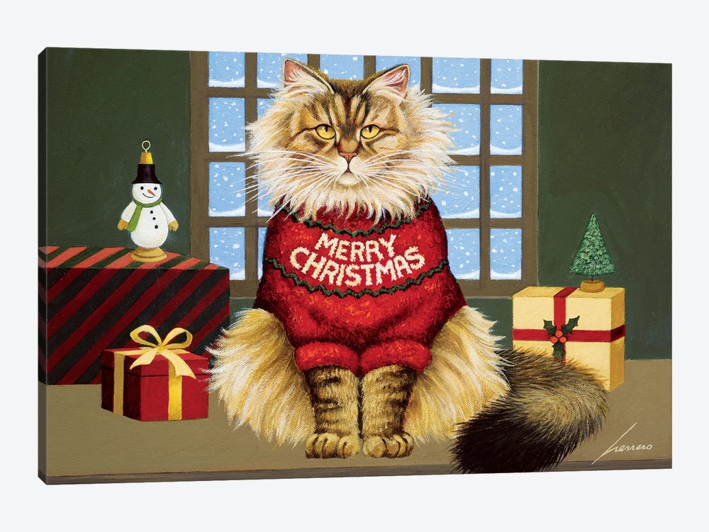 Squeekys Christmas by Lowell Herrero 1-piece Canvas Art