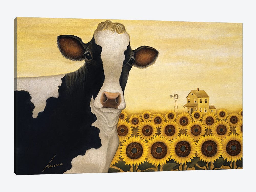 Sunflower Cow by Lowell Herrero 1-piece Canvas Art