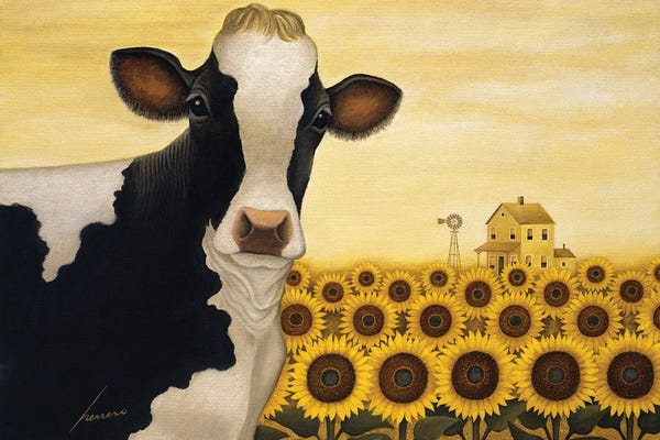 Sunflowers: Sunflower Cow by Lowell Herrero