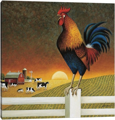 Sunrise Canvas Art Print - Chicken & Rooster Art