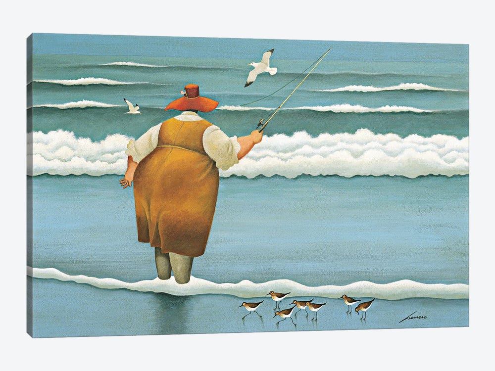Surfside Fishing by Lowell Herrero 1-piece Canvas Art Print