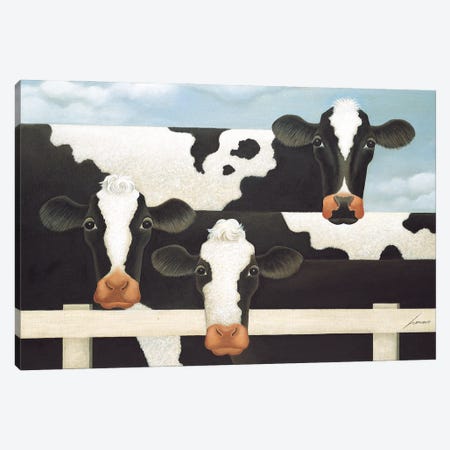 Three Cows Canvas Print #LWE133} by Lowell Herrero Canvas Wall Art