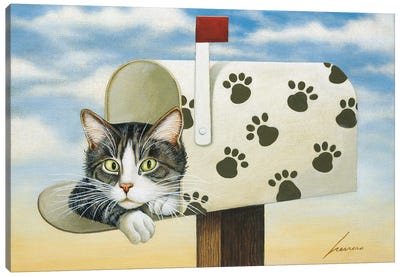 Toulouse Largent Mailbox Canvas Art Print - Tabby Cat Art