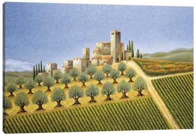 Tuscan Hillside With Olive Trees Canvas Art Print - Olive Tree Art