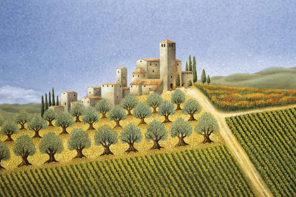 Hillsides: Tuscan Hillside With Olive Trees by Lowell Herrero