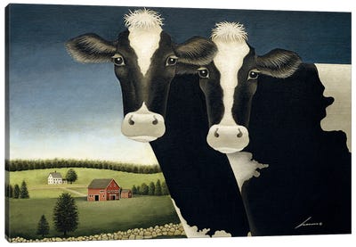 Two Cows Canvas Art Print - Lowell Herrero