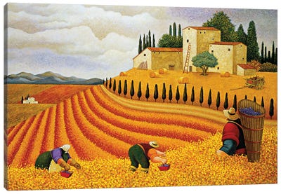 Village Harvest Canvas Art Print - Hill & Hillside Art