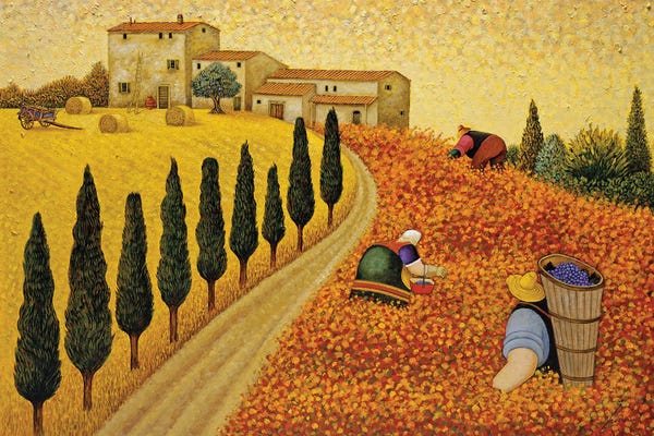 Cypress Trees: Village Landscape by Lowell Herrero