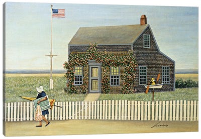 Way To The Beach Canvas Art Print - American Flag Art