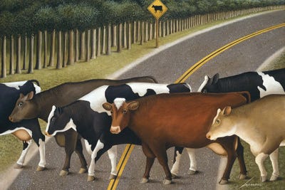 Cow Crossing by Lowell Herrero art print