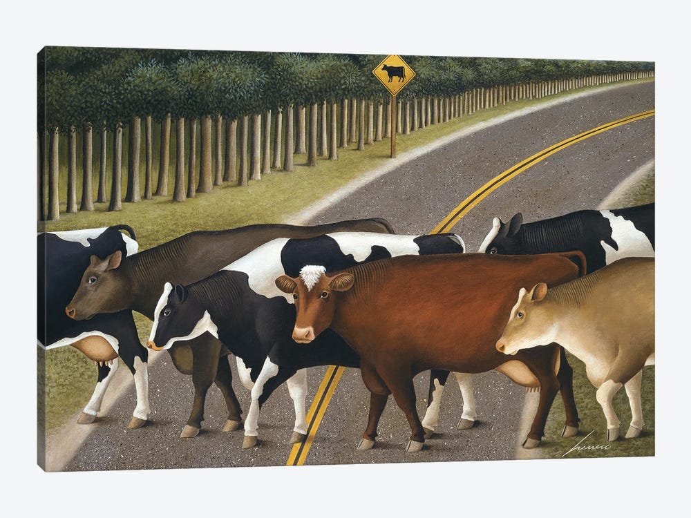 Cow Crossing by Lowell Herrero 1-piece Art Print