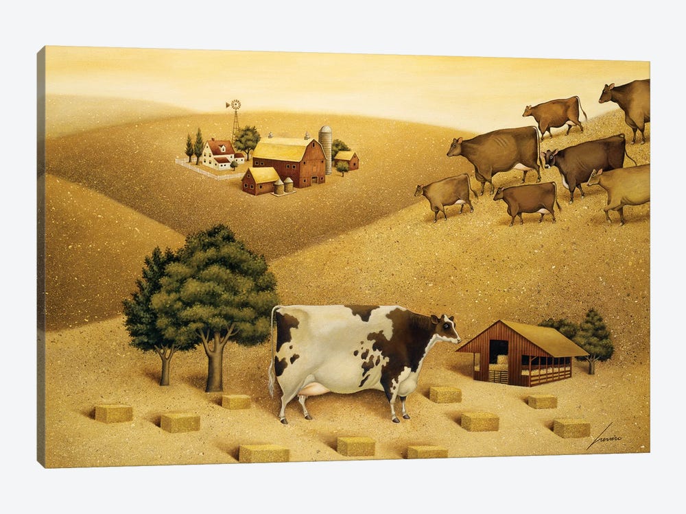 Cow On A Summer Hill by Lowell Herrero 1-piece Canvas Print