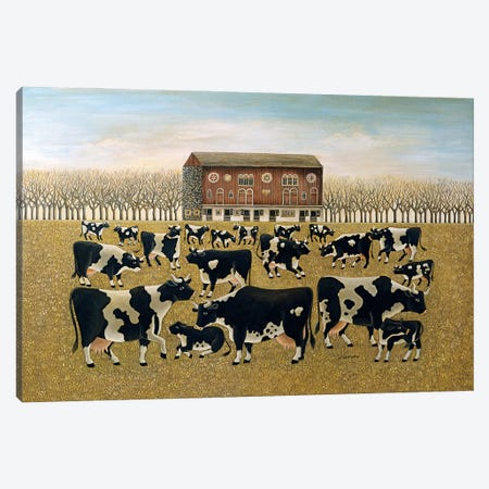 Cows Cows Cows Canvas Print #LWE26} by Lowell Herrero Canvas Artwork