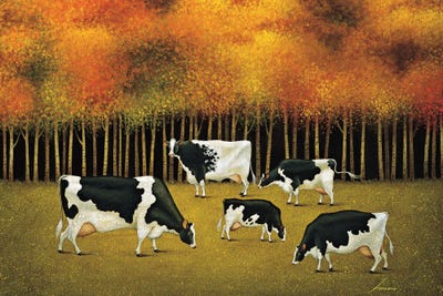 Cows In Autumn by Lowell Herrero canvas print