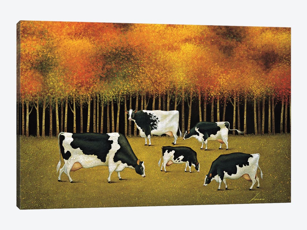 Cows In Autumn by Lowell Herrero 1-piece Canvas Print