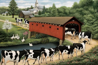 Cows In West Arlington by Lowell Herrero canvas print