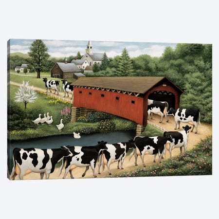 Cows In West Arlington Canvas Print #LWE28} by Lowell Herrero Canvas Art Print