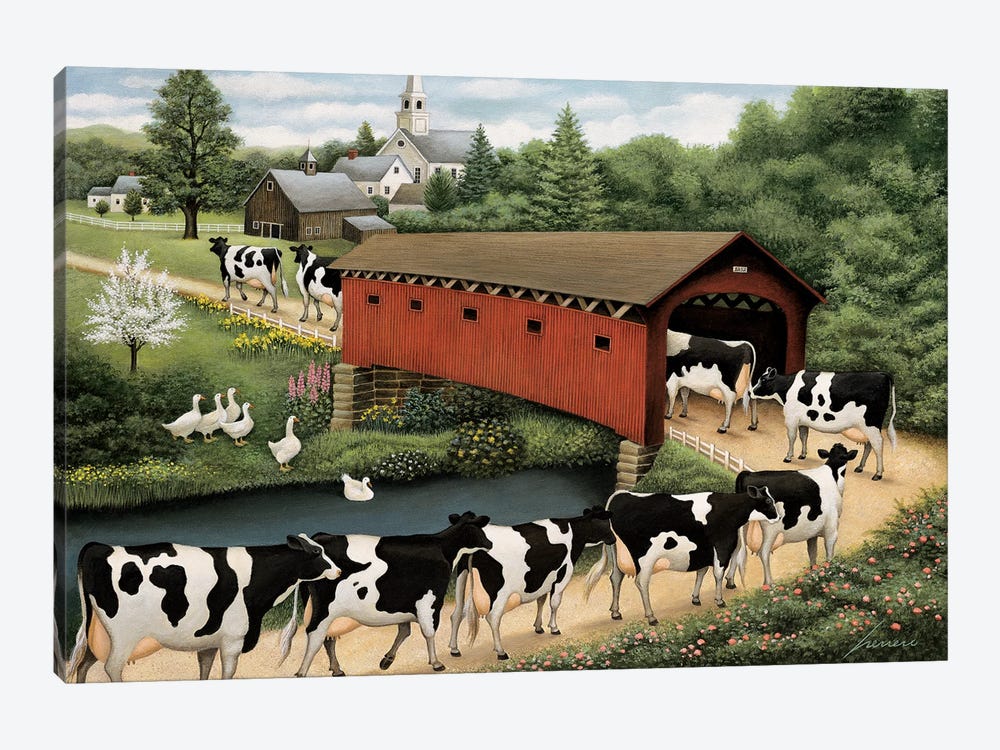 Cows In West Arlington by Lowell Herrero 1-piece Canvas Wall Art
