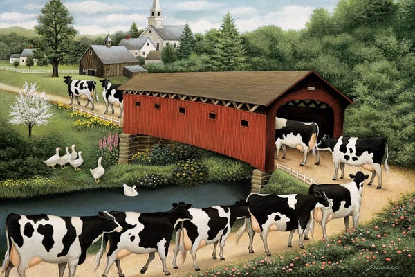 Classic Americana: Cows In West Arlington by Lowell Herrero