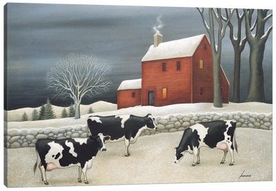 Cows Of Hoxie House Canvas Art Print - Farmhouse Christmas Décor