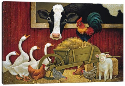 All My Friends Canvas Art Print - Chicken & Rooster Art