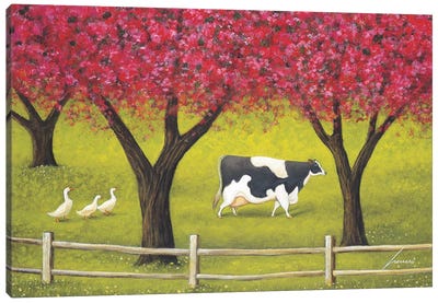 Crabapples In Bloom Canvas Art Print - Apple Tree Art
