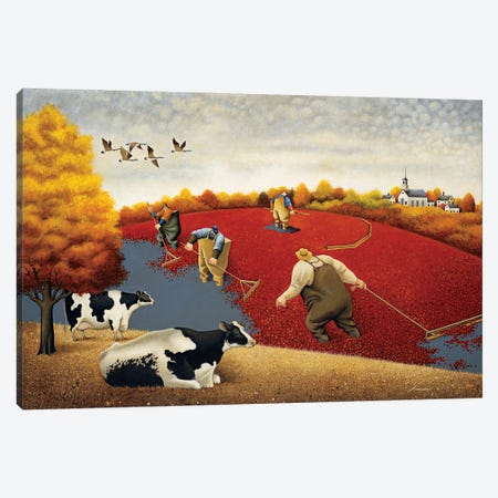 Cranberries And Cows Canvas Print #LWE31} by Lowell Herrero Canvas Wall Art