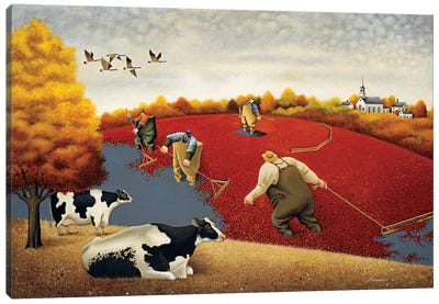 Cranberries And Cows Canvas Art Print - Outdoorsman