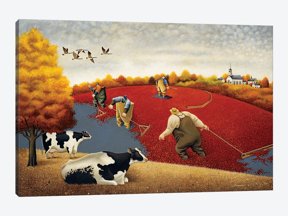 Cranberries And Cows by Lowell Herrero 1-piece Canvas Wall Art