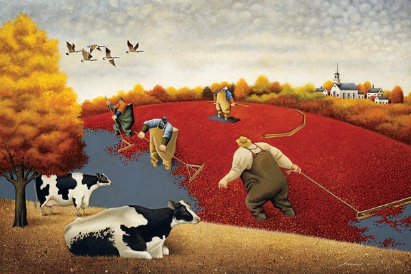 Berries: Cranberries And Cows by Lowell Herrero
