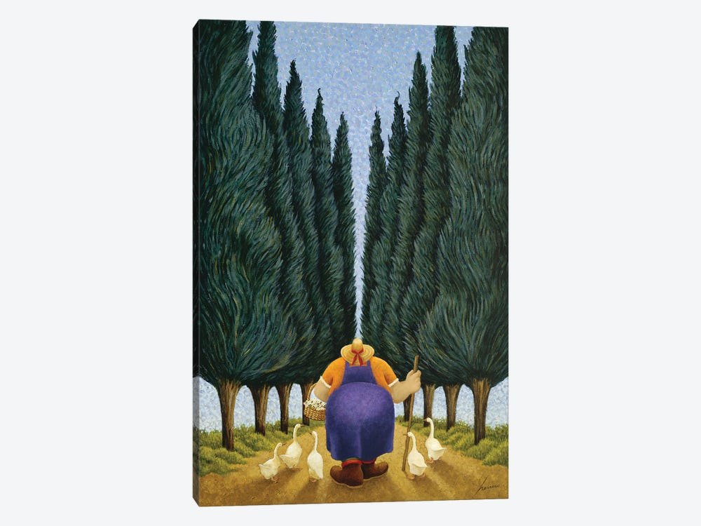 Cypress And Geese by Lowell Herrero 1-piece Canvas Print