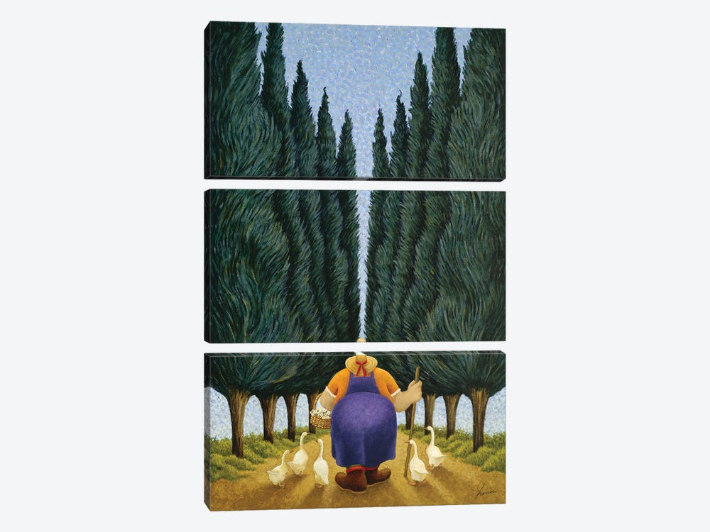 Cypress And Geese by Lowell Herrero 3-piece Art Print