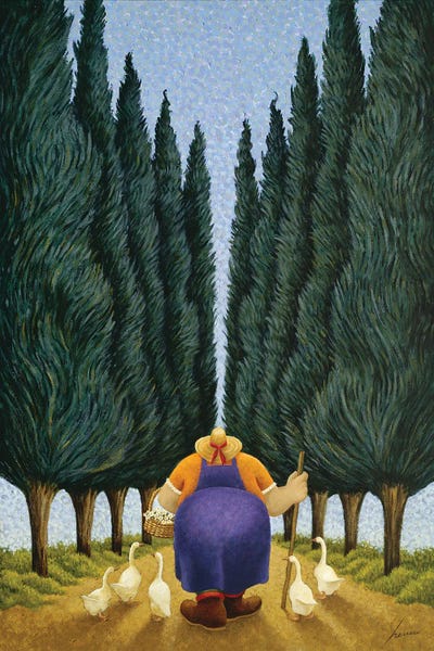 Fine Art Meets Folk: Cypress And Geese by Lowell Herrero