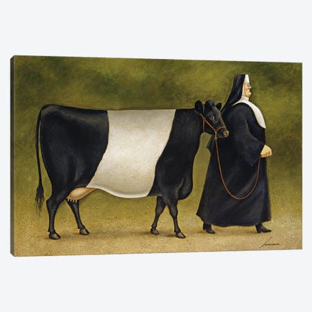Dutch Belted Cow Canvas Print #LWE36} by Lowell Herrero Canvas Art Print
